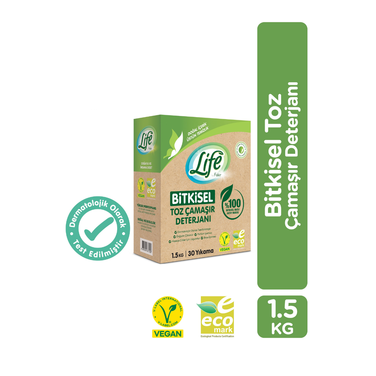 Life By Fakir Bitkisel Vegan Doğal Toz Çamaşır Deterjanı Renkli Ve Beyazlar 1,5 Kg - %100 Doğal Temizlik