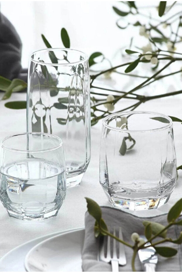 LAV Diamond 18 Parça Bardak Seti - 3 Farklı Boy - Şık ve Dayanıklı Meşrubat Bardakları