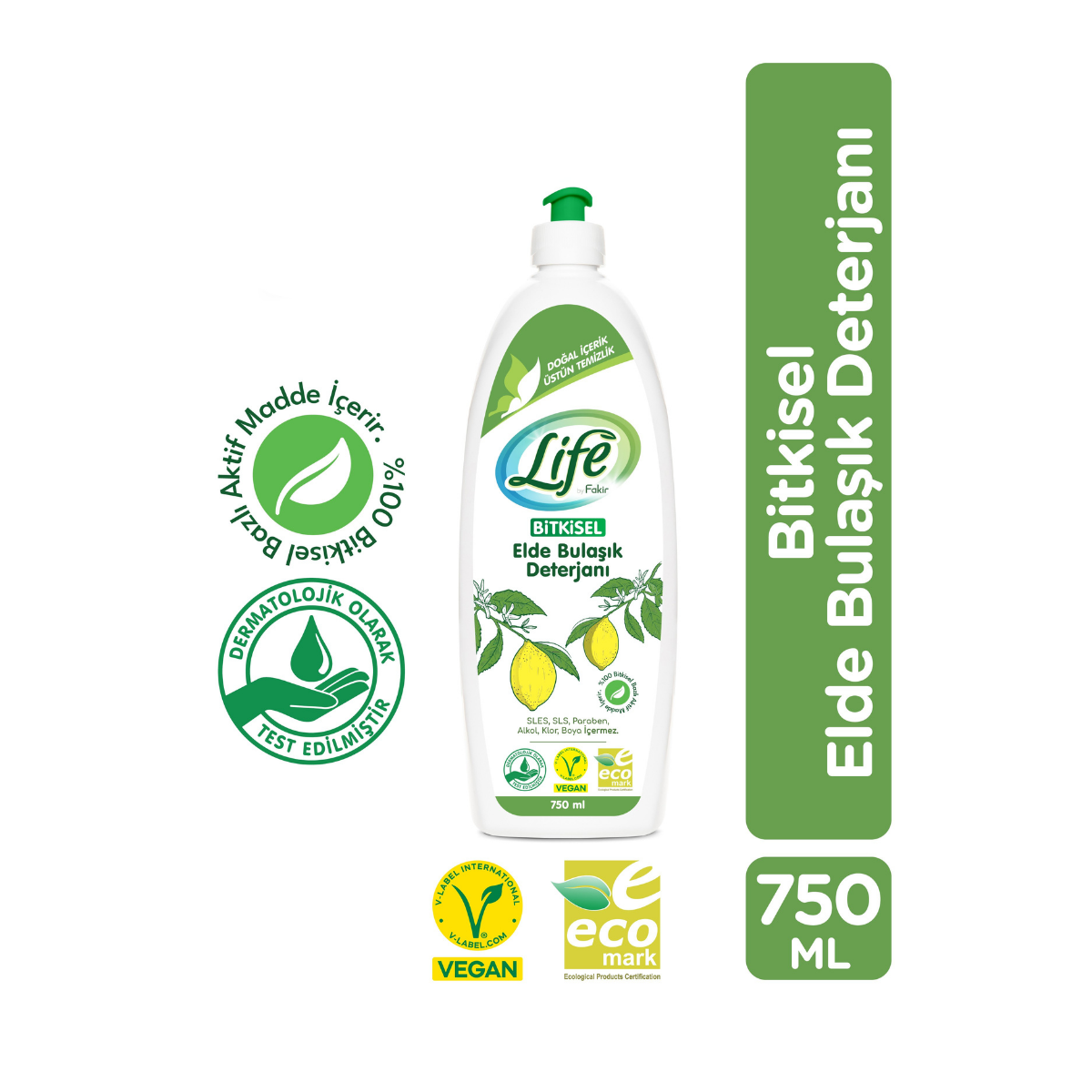 Life By Fakir Doğal Limon Özlü Bitkisel Bulaşık Deterjanı – Vegan, %100 Temizlik