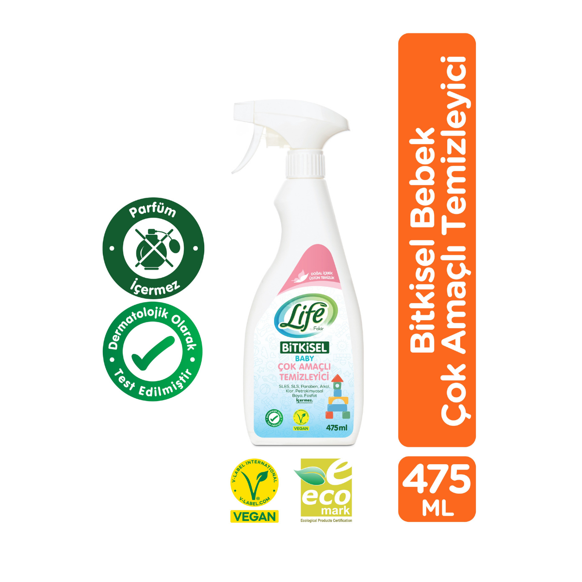 Life By Fakir Bitkisel Bebek Çok Amaçlı Temizleyici 475 ml – Bitkisel, Durulamasız, Güvenli