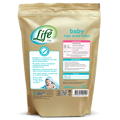 Life By Fakir %100 Bitkisel Doğal Bebek Granül Toz Sabun 1 Kg, Vegan, Hassas Formül, %100 Doğal Temizlik