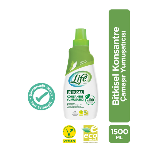 Life By Fakir Bitkisel Bazlı Vegan Konsantre Yumuşatıcı 1500 ml – Konsantre, Doğal İçerik