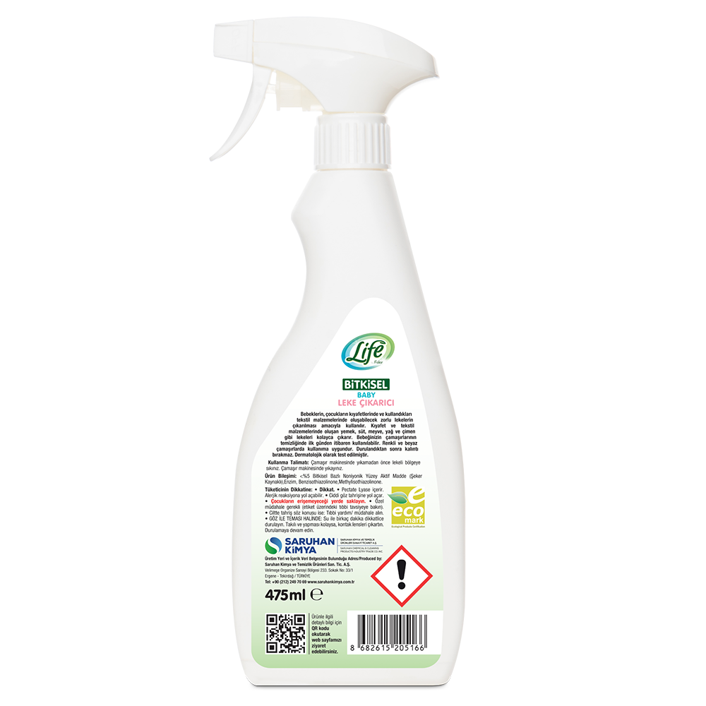 Life By Fakir Bitkisel Parfümsüz Bebek Leke Çıkarıcı 475 ml – Renkli/Beyaz, Kalıntı Bırakmaz