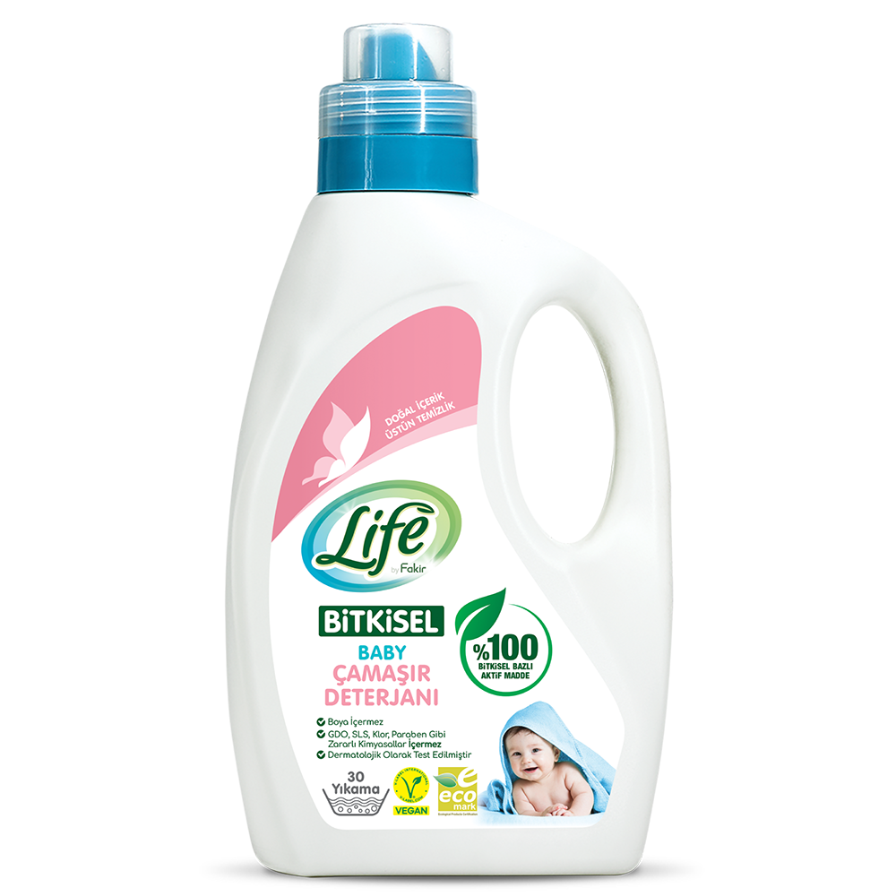 Life By Fakir Bitkisel Bebek Çamaşır Deterjanı 1500 ml – Vegan, Hipoalerjenik, Renkli ve Beyazlar için