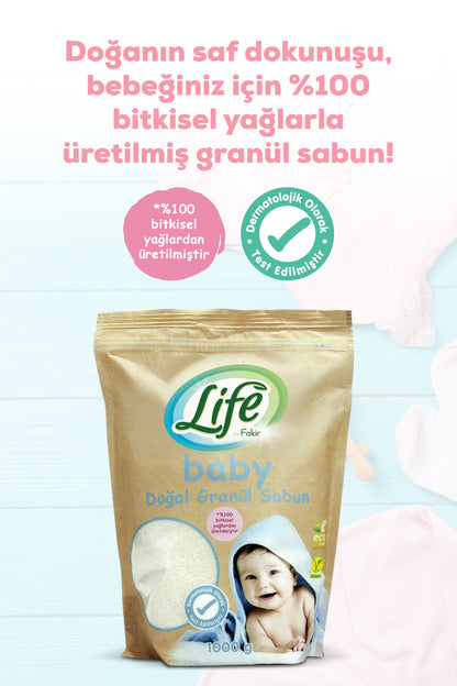 Life By Fakir %100 Bitkisel Doğal Bebek Granül Toz Sabun 1 Kg, Vegan, Hassas Formül, %100 Doğal Temizlik