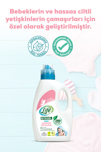 Life By Fakir Bitkisel Bebek Çamaşır Deterjanı 1500 ml – Vegan, Hipoalerjenik, Renkli ve Beyazlar için