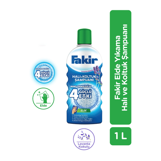 Fakir elde kullanima uygun lavanta kokulu hali ve koltuk yikama sampuani 1 litre
